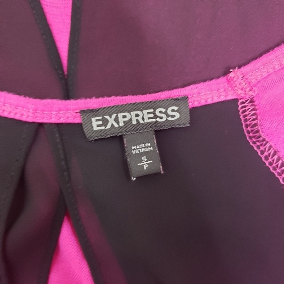 Express pink and black sheer split back top size small - Picture 5 of 5